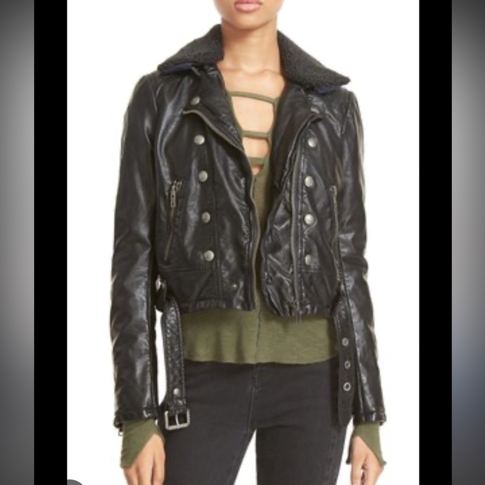 Free People Asheville Faux Leather Biker Jacket